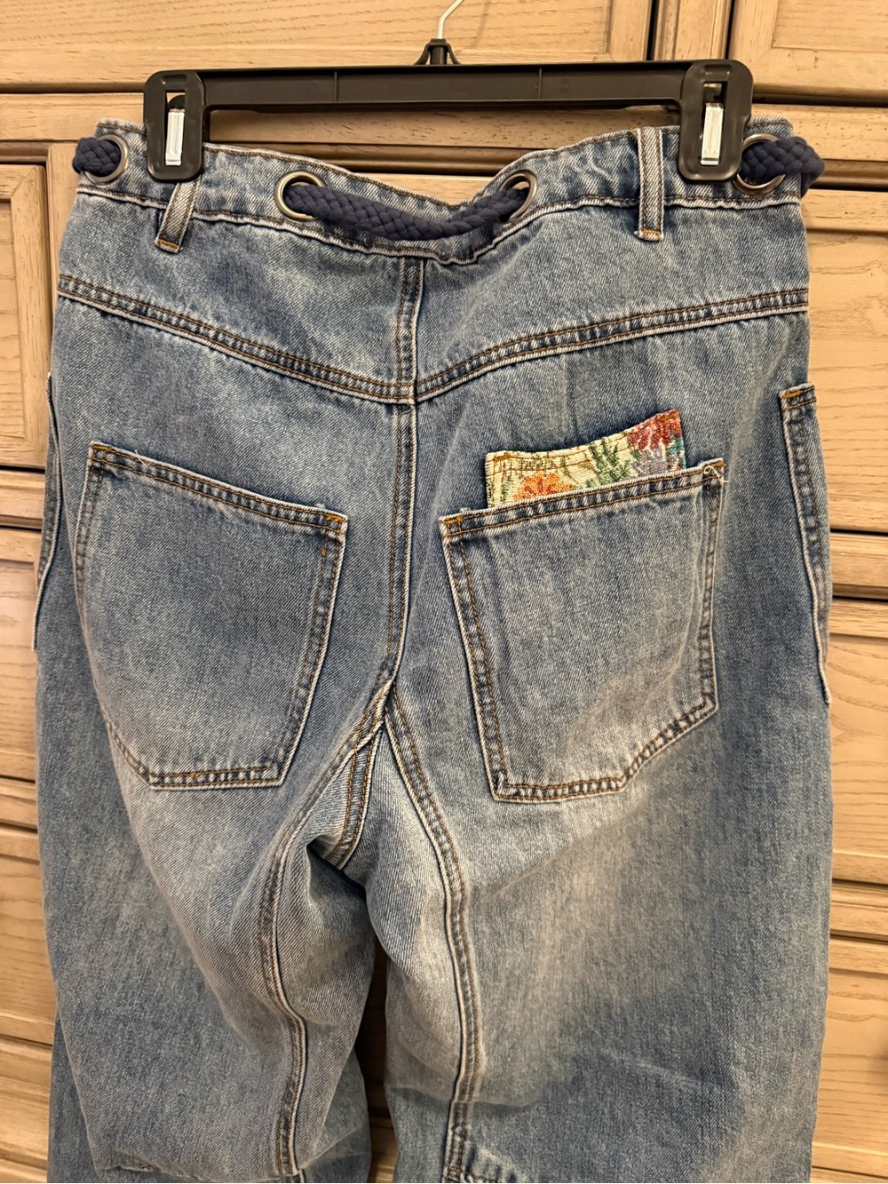 Oli & Hali Floral Patchwork Ankle Pants in Blue, Green, Yellow - Picture 8 of 16